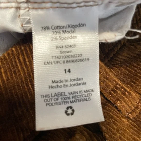 Time & Tru High Rise Wide Leg Corduroy Ankle Pants Button Fly Size 14 Brown 🍁 🍂 - Picture 6 of 11
